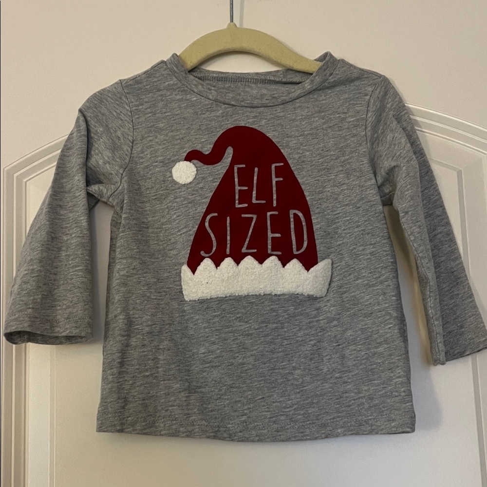 First Impressions | (12M) Gray Long Sleeve “Elf Sized” Holiday Shirt